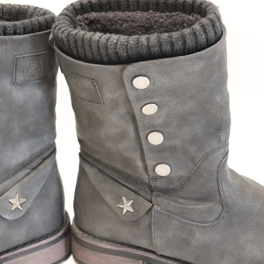 MUK LUKS Women's Winter Boots with Fur Lining and Side Zippers Black Size 8